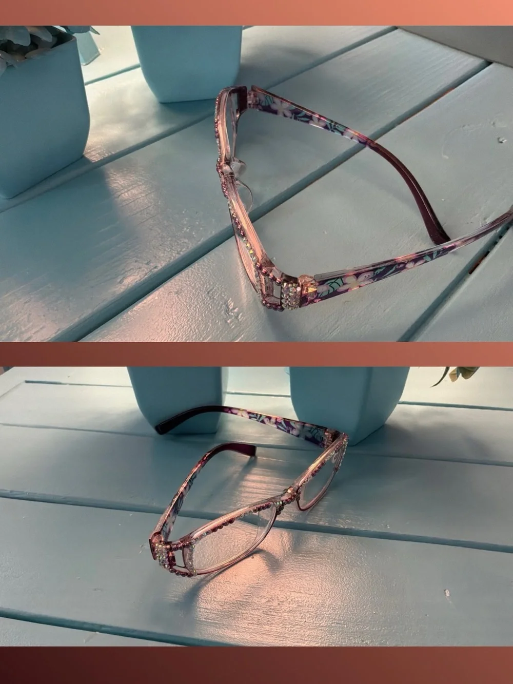 Handmade Bling Reading Glasses (+2.00) -Rhinestone & Faux Pearls